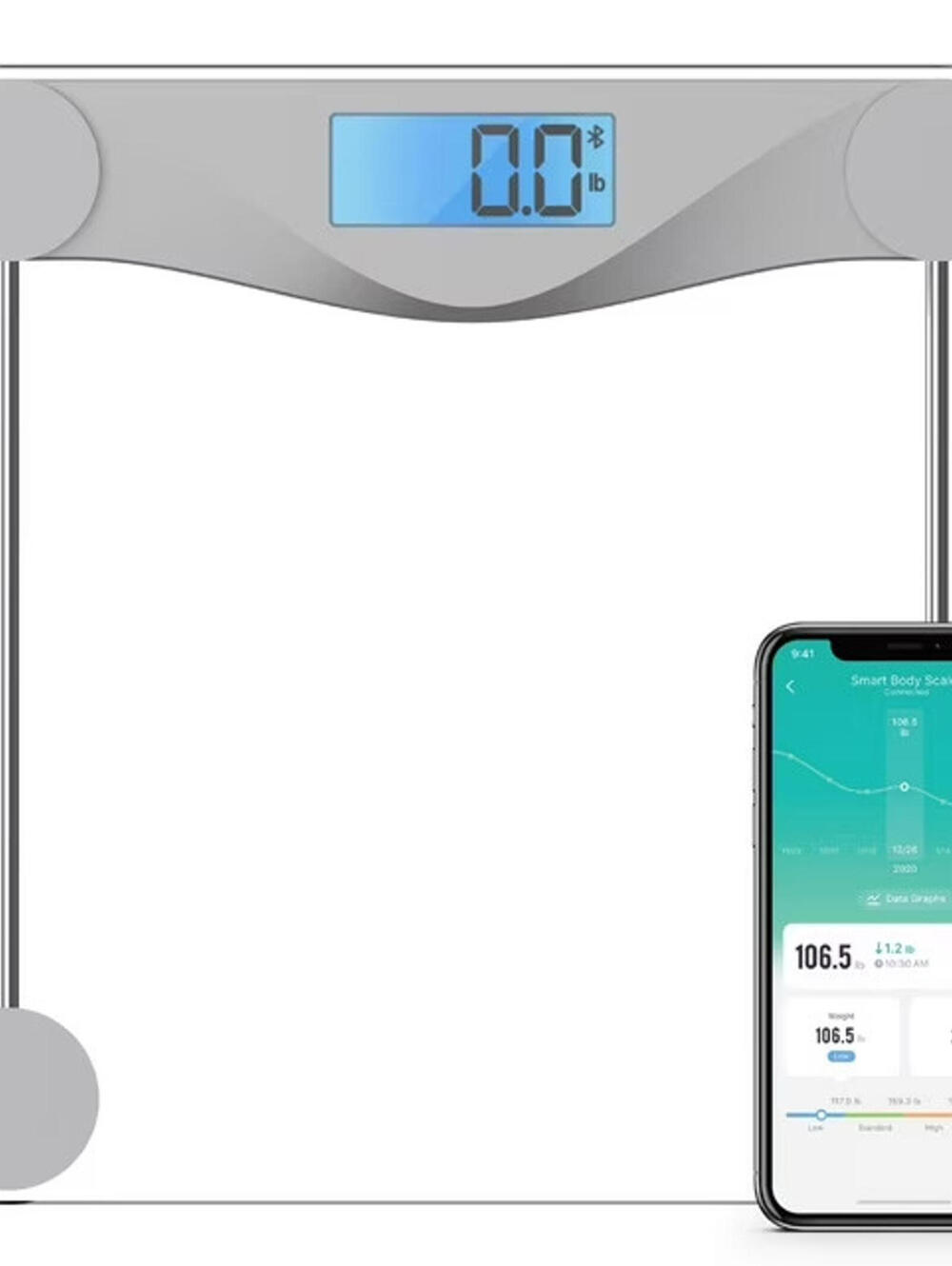 Used - Etekcity Smart Scale, LCD Display, 400lb Capacity Glass Silver (no box)